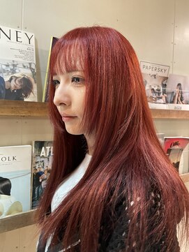 フラミンゴバイカーニバル 江古田(Flamingo by carnival) 顔まわりレイヤー×ワインレッドカラー