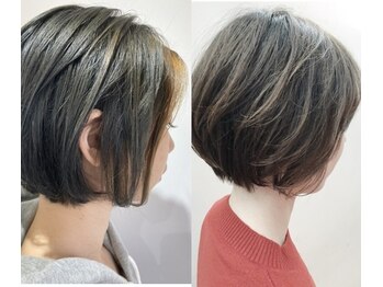 ダスティ 梓川店(Dasty)の写真/【脱・暗い白髪染め！】「隠す」から「魅せる」白髪ぼかし・明るいグレイカラーで上品な大人ツヤ髪へ♪