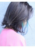 暗髪×スカイブルーグラデーション