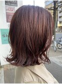 外ハネボブ・デジタルパーマ・イルミナカラーピンクブラウン
