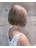 ミニボブ/ショートボブ/丸みボブ/グレージュ/切りっぱなしボブc