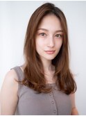 20代30代大人かわいい斜めバングデザインカラーシルキーベージュ