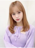 くびれヘアアプリコットオレンジ夏ヘアハイライトカラー