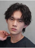 渋谷ルーズパーマメンズカットシャドウパーマセンターパートヘア