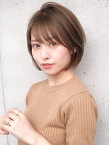 ★30代40代50代イメチェンマロンベージュ前髪丸みショート