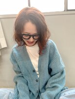 チャプター 問屋町(chapter)&nbsp;ブリーチなしダブルカラーオレンジベージュカラー外はね鎖骨ボブ