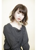 黒髪/グレーベージュ/レイヤーロング/前髪パーマ/銀座