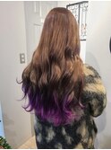 裾カラーパープルで可愛いロングヘア