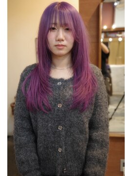 チャプター 問屋町(chapter) 髪質改善顔まわりレイヤーカットワインレッドダブルカラー韓国