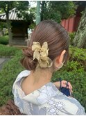 浴衣ヘアセット　浴衣アレンジ　お呼ばれヘア