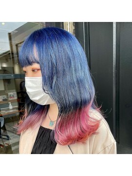 リトバイプティパ(Lit by petit-pas) ブルー×ピンク 裾カラー