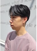 センターパート/ツーブロック/黒髪/ハンサムショート