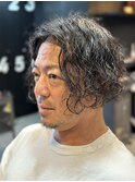 外人風大人センターパートナチュラルスパイラルパーマ