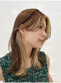 切りっぱなしボブエアリーロング美髪ピンクブラウン