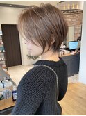 30代40代50代大人ショート髪型丸顔前髪なし似合わせ【安野】