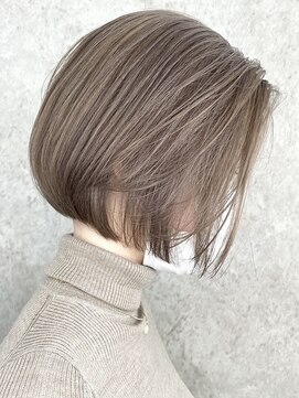 エリマ 横浜西口(elima) 横浜西口白髪染めタッセルボブミルクティーベージュアッシュ40代