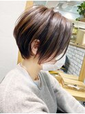 ひし形、丸み、クールショート、アッシュグレージュ【担当BISA】