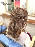 大きめ編み込みの華やかハーフアップ☆