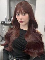 ユニ 原宿(uni)&nbsp;韓国ヘアハッシュカットロングレイヤーカットピンクベージュ原宿