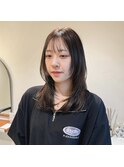 小顔前髪顔周りレイヤー×グレージュカラー デザインカラー