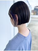 ミニボブ　インナーカラー　ラベンダー
