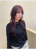 【snuw mina】レイヤーカット/ワインレッドカラー/顔周りカット
