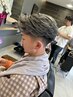 カット＋メッシュ2回・ハイトーンダブルカラー（ブリーチ）トリートメント有