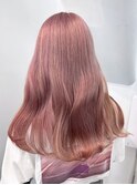 美髪ハイトーンブリーチロングチェリーブラウン_ba536521