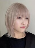 韓国ヘア顔周りレイヤーミルクティーベージュグレージュカラー