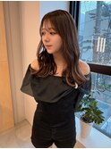 20代30代くすみベージュセミロング