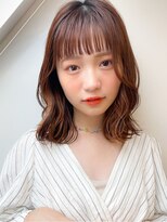 オルクドゥ(Orque deux)&nbsp;夏のエアリーボブブリーチなしカラーオレンジブラウン◎小顔ヘア