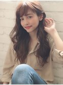 グレージュ デジタルパーマ ゆるふわロング 人気 高柳
