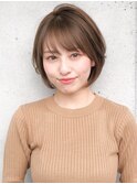 ★グレージュカラー斜めバングデザインカラーシルキーベージュ//