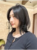 モテ髪ミディアムレイヤー/レイヤーカット/くびれヘア/黒髪/銀座