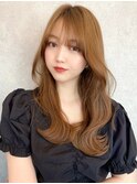 韓国風前髪/シルキーベージュ/グレージュカラー/斜めバング