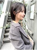 NUDE暗髪グレージュ レイヤーボブ切りっぱなしボブ タッセルボブ