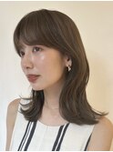 切りっぱなしボブエアリーロング美髪ピンクブラウン