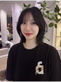 韓国レイヤーボブ顔まわり前髪カットブラックカラー