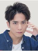 大通メンズパーマフェザーショートツーブロックテーパーフェード