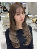 レイヤーカット シースルーバング 上品 小顔 前髪