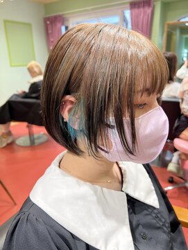 エマ(emma) インナーカラー×ハイライト×アッシュベージュ×ブルー