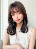 シースルーバング小顔顔周りレイヤー韓国ヘア20代30代