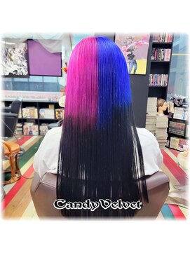美容室キャンディー ベルベット(Candy Velvet) 左右ツートンに毛先黒を添えて