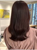 ピンクブラウンミディアムレイヤー髪質改善お店レイヤー銀座