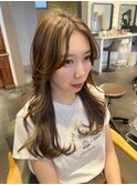 艶感髪質改善カラー大人可愛いグレージュハイライトロング