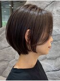 表参道白髪ぼかしウルフショートボブアッシュベージュ30代40代