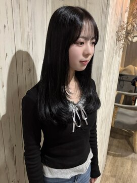 レイヤーカットウルフレイヤーグレーブラック韓国黒髪アッシュ