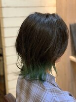 フィックスヘアー なんば(FIX-hair)&nbsp;インナーカラーグリーン/ボブウルフ/ミントアッシュ