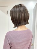 大人可愛い/ハイライト/外ハネボブ/ミニボブ/ミルクティベージュ
