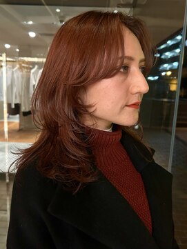 ノラ ヘアーサロン(NORA HAIR SALON) 【大久保】たっぷりレイヤーとオレンジブラウン